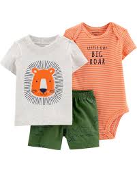 TRIO COM BODY MANGA CURTA, CAMISETA E SHORTS LEÃOZINHO
