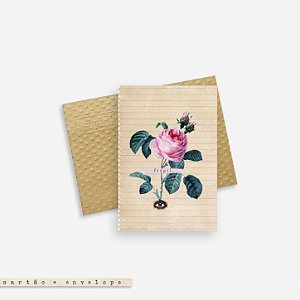 Cartão Envelope - Rosa Frágil Borboleta