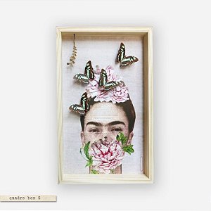 QUADRO BOX COLAGEM – FRIDA KAHLO – JARDIM SECRETO