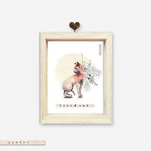 Quadro Caixa Pinus - Love Cat