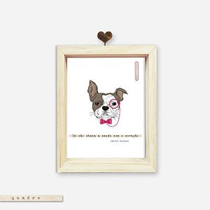 Quadro Caixa Pinus - Um Cão Abana o Rabo Com o Coração
