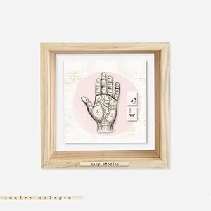 Quadro Caixa Pinus e Acrlico Colagem - Many Stories