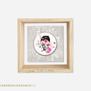 Quadro Caixa Pinus e Acrlico Colagem - No Rain. No flower #1