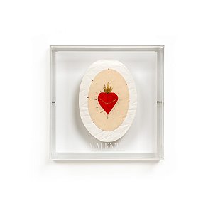 Caixa Acrilico Coração Branco Bordado - Valente