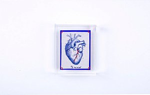 Quadro Acrílico Colagem P - Coração Anatômico Burn Azul