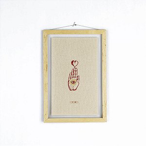 Quadro Moldura Acrílico Duplo Bordado G - Mão Proteção
