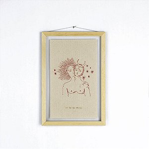 Quadro Moldura Acrílico Duplo Bordado G - Lua e Sol
