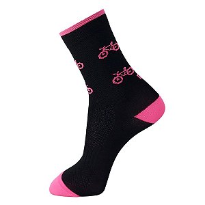 MEIA POLO MULTESPORTE - CORRIDA E CICLISMO - BICICLETA ROSA