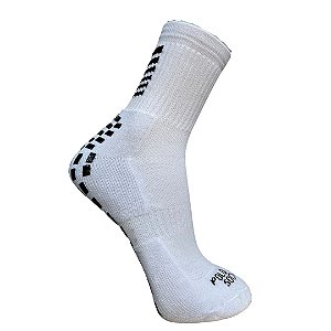 Meia Esportiva Cano Médio Antiderrapante Futebol - Branca