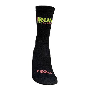 Meia Ciclismo e Corrida - Run the World Preto