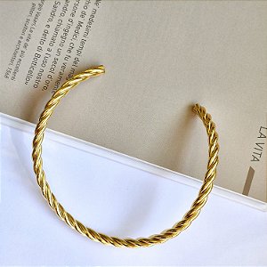 Colar Aro Rígido Entrelace Dourado