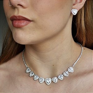 Conjunto Riviera Coração Maxi Prateado