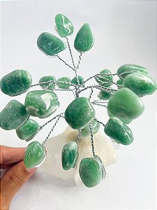 Árvore da Prosperidade Aventurina Verde Base de Quartzo