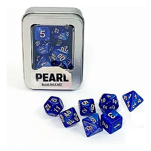Pearl Blue Dice Set Kit de Dados Azul Perolado Buró