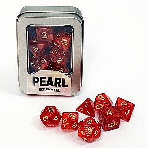 Pearl Red Dice Set Kit de Dados Vermelho Perolado Buró