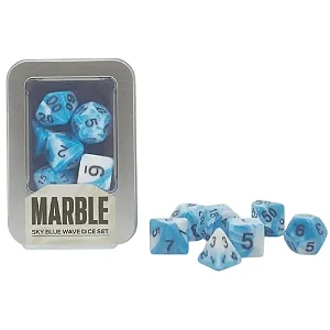 Marble Sky Blue Wave Dice Set Kit Dados Azul Céu Onda Buró