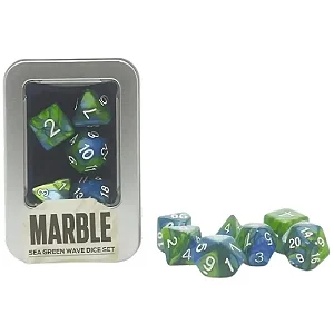 Marble Sea Green Wave Dice Set Kit Dados Verde Oceano Onda Buró