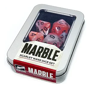 Marble Scarlet Red Wave Dice Set Kit Dados Vermelho Escarlate Onda Perolado Buró