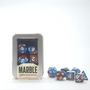 Marble Orange Wave Dice Set Kit Dados Laranja Onda Buró