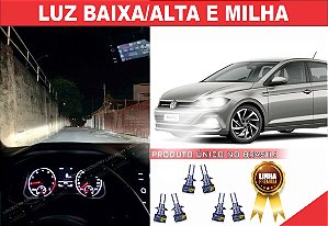 03 PARES ULTRA LED PREMIUM H7/H1/H11 LUZ BAIXA/ALTA E MILHA POLO/VIRTUS HIGLINE
