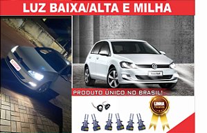 03 PARES ULTRA LED PREMIUM H7/H15/H11 BAIXA/ALTA E MILHA + ADAPTADOR GOLF TSI