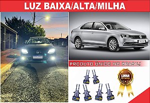 03 PARES ULTRA LED PREMIUM H7/H7/HB4 LUZ BAIXA/ALTA E MILHA JETTA 2011 A 2014