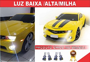 02 PARES ULTRA LED PREMIUM H13/PSX24W LUZ BAIXA/ALTA E MILHA +TETO + PLACA CAMARO 10 Á 13