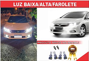 ULTRA LED PREMIUM BAIXA/ALTA/FAROLTE CIVIC 2012 À 2016