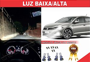 02 PARES ULTRA LED PREMIUM LUZ BAIXA/ALTA+FAROLETE/TETO/PLACA POLO/VIRTUS