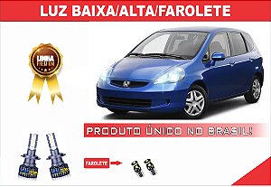 KIT ULTRA LED PREMIUM H4 LUZ BAIXA/ALTA + FAROLETE HONDA FIT