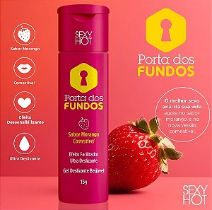 Porta dos Fundos Morango - Gel Anal Comestivel Dessensibilizante e Lubrificante