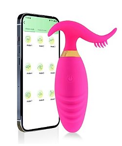 Cápsula Vibratória Vai e Vem com APP e 9 Modos de Vibração em Formato de Glande Pink