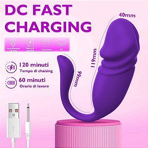 Vibrador de Casal Com APP em Formato de Glande Vai e Vem Recarregável USB