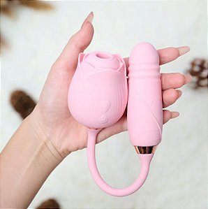 Estimulador Duplo Em Formato de Rosa com 10 Modos de Pressão e 10 Modos de Vibração Vai e Vem