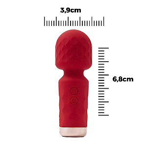 Mini Varinha Mágica Com 10 Modos de Vibração Recarregável Vermelha
