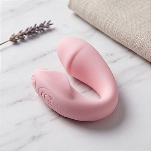 Vibrador de Casal em Formato de Glande por Aplicativo 10 Modos de Vibração Rosa