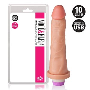 Pênis Realístico com 10 Modos de Vibração Recarregável 18,5x4,5 cm