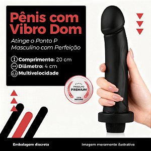 Pênis Realístico com Vibro 20x4cm - Dom