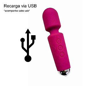 Estimulador Varinha mágica - 20 modos de vibração - Recarga USB