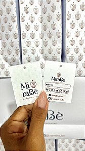 Etiqueta com preço e tamanho 5 x 9 cm (papel offset 240g branco) frente e verso - 50 unidades
