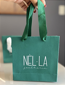 Sacola 15 x 5 x 15 (Papel offset colorido e alça fita) - 50 unidades