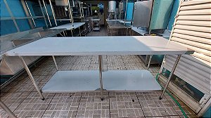 Mesa de Inox 2,0 Mt Com Prateleira Lisa