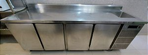 Balcão Refrigerado 4 Portas Inox Dentro e Fora c/ Pia e Painel Eletrônico de Temperatura Berta