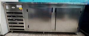 Balcão de Encosto Refrigerado em Aço Inox 190 cm A.G Rebelo