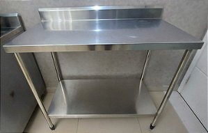 Mesa de INOX 100cm com Prateleira inferior lisa com encosto [usada]