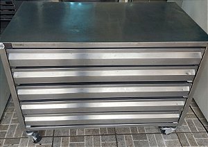 Gaveteiro 100% Inox Com Rodas Fritomaq 5 Gavetas Para Pastel e Pizza [Usado]