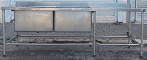 Pia Grande 2,50 mt. 100% Inox com 2 cubas profundas (46 cm.) [Usada]
