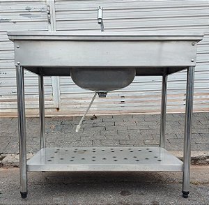 Pia 1,00 mt. 100% Inox com cuba profunda (30 cm.) Torneira INCLUSA [Usada]