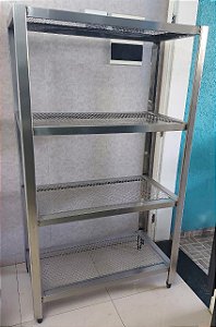 Estante Grande 100% Inox 175cm. 4 Prateleiras Gradeadas [Usada]