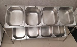 Codimentadora de Mesa/Pizzarola em Inox com 8 Cubas Médias e Profundas [usada]